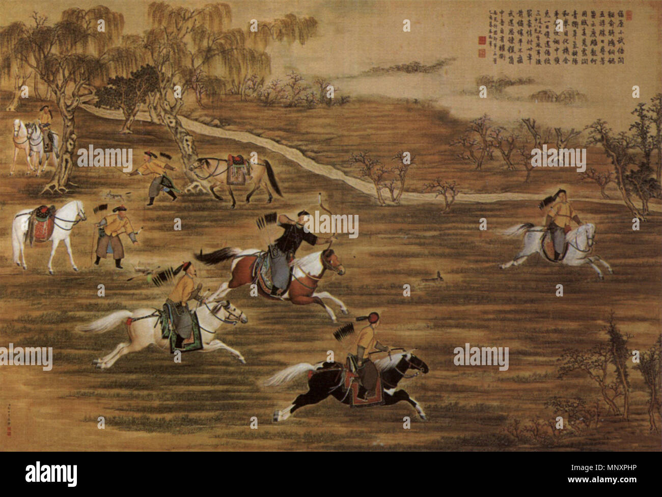 . L'empereur Qianlong poursuivant hare pendant un voyage de chasse . 1755. 1179 L'empereur Qianlong lièvre chasse Banque D'Images