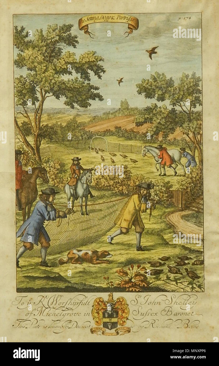 . Gravure sur cuivre intitulée "Le paramètre Dogg & Partridgs' . 1686. Richard Blome (1635-1705) 1180 Le paramètre Dogg &AMP ; Partridgs Banque D'Images