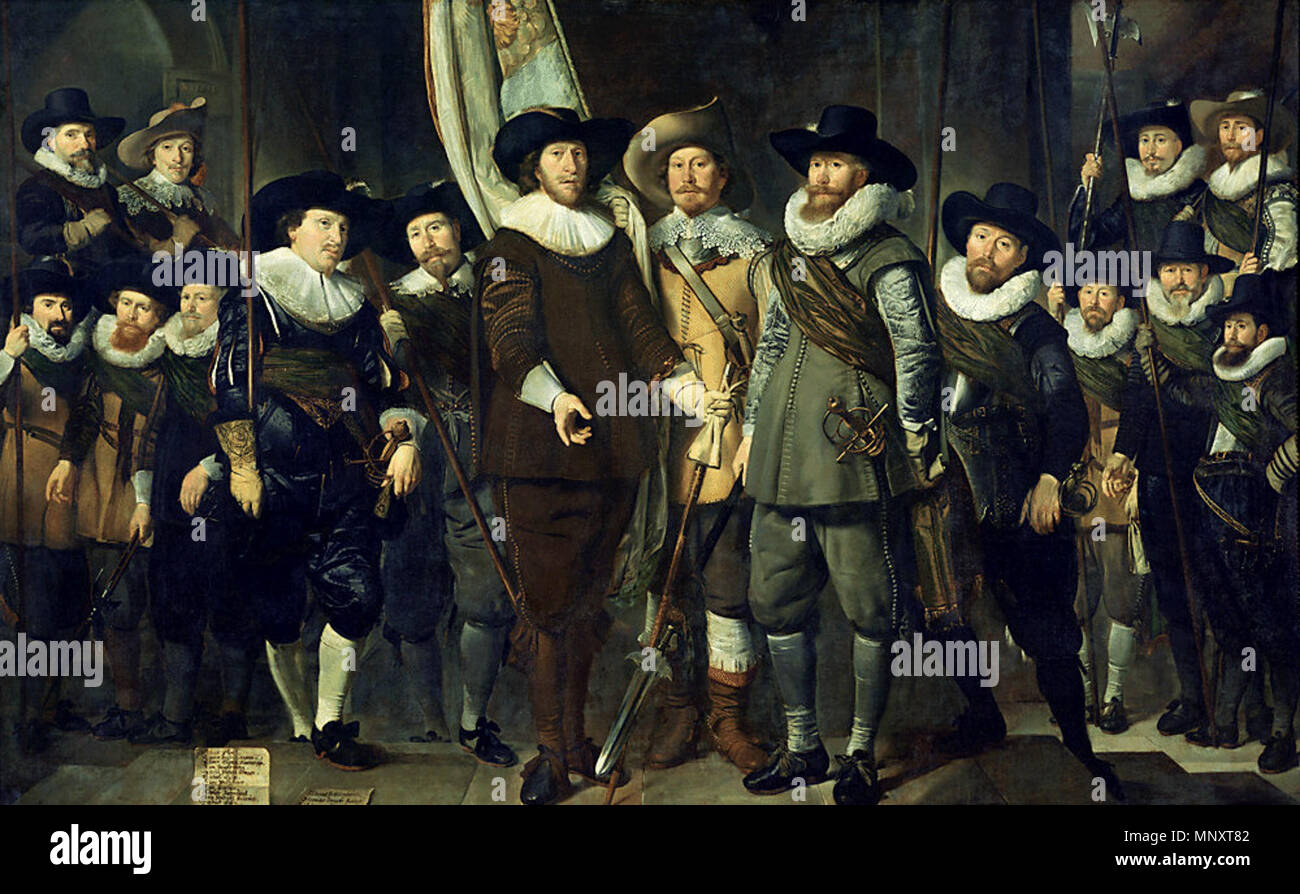 La compagnie du Capitaine Allaert Cloeck et le Lieutenant Lucas Jacobsz. Rotgans . Les officiers et d'autres miliciens de district III à Amsterdam dirigé par le capitaine Allaert Cloeck et le Lieutenant Lucas Jacobsz. Rotgans. Les autres miliciens sont : Claes Coeck (Nanningsz avec bannière), Jan Vogelensang, Gerrit Pietersz Schagen, Michiel Colijn, Hans Walschaert, Jan Kuysten, Adolf, Fortenbeeck Hallewat Aris Hendrick Colijn, Hademan, Hendrick van Laer, Dirck Pietersz Pers, Frederick Schulenborch Hoingh Jacobsz, Thomas et Jules van den Bergen. 1632. 1187 Thomas de Keyser - de compagnie van Cloec Allaart kaptein Banque D'Images