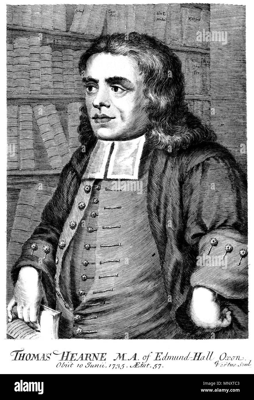 . Anglais : Thomas Hearne (1678-1735) . 1772. Bois, Anthony : "La vie d'Anthony à Wood" 1188 Thomas Hearne Banque D'Images
