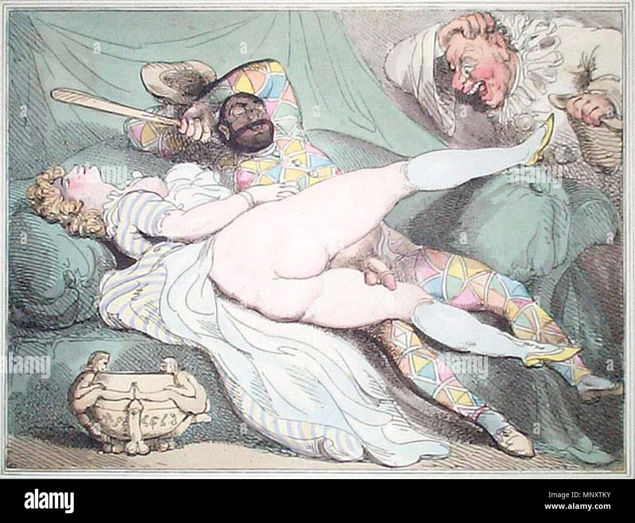 . Un homme découvre sa femme au congrès avec un Arlequin. Le clown se prépare à frapper avec un club. . Thomas ROWLANDSON (1756-1827) Description Français peintre, dessinateur, graveur et illustrateur Date de naissance/décès 14 Juillet 1756 22 avril 1827 Lieu de naissance/décès Londres Londres lieu de travail Londres, Paris (1774), la France, l'Allemagne, l'Italie, de Rotterdam (ca. 1794), Amsterdam (ca. 1794), Pays-Bas (ca. 1794) contrôle d'autorité : Q318584 : VIAF 56672964 ISNI : 0000 0001 2134 1830 ULAN : 500006930 RCAC : n50022330 35465846 1189 NLA : WorldCat Thomas ROWLANDSON (34) Banque D'Images