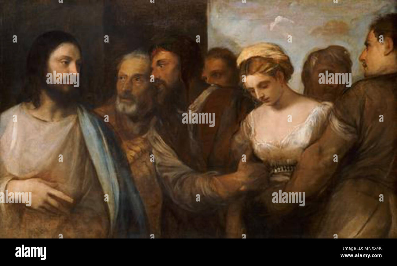 Le Christ et la femme adultère . Le Christ et la femme adultère . 1512/1515. 1196 Titien.Le Christ et l'adultère01 Banque D'Images