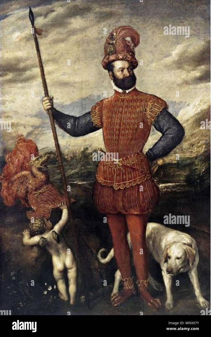 L'homme en costume militaire . Portrait d'un commandant militaire . Entre 1550 et 1555. Tizian 119 1197 Banque D'Images