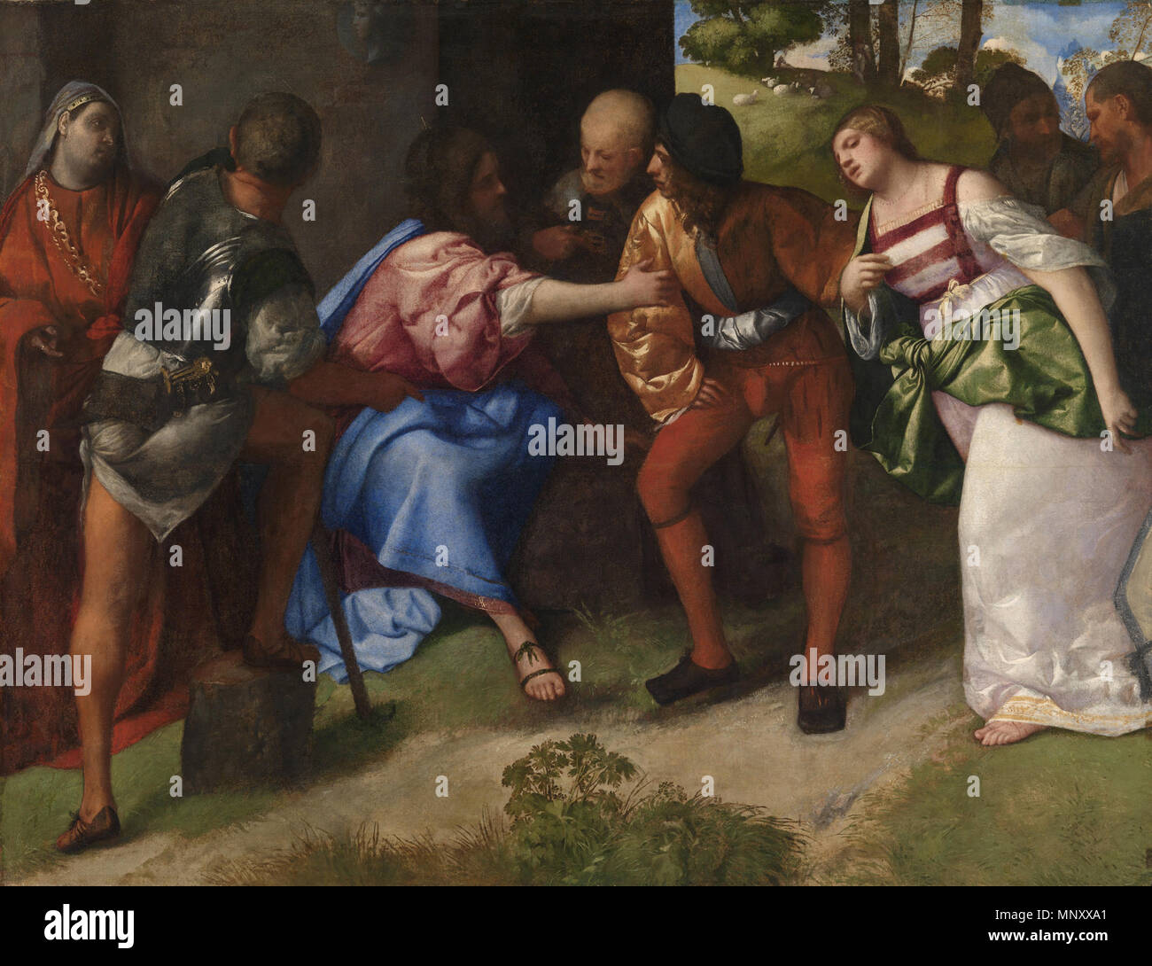 Le Christ et la femme adultère entre 1508 et 1510. 1197 Tiziano, cristo e l'adultera, Glasgow Banque D'Images