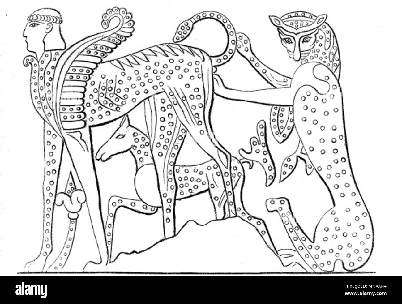 . English : Dessin de fresques Tombe Campana . 1848. George Dennis 1199 Tombe Campana dessin de fresque 1 Banque D'Images