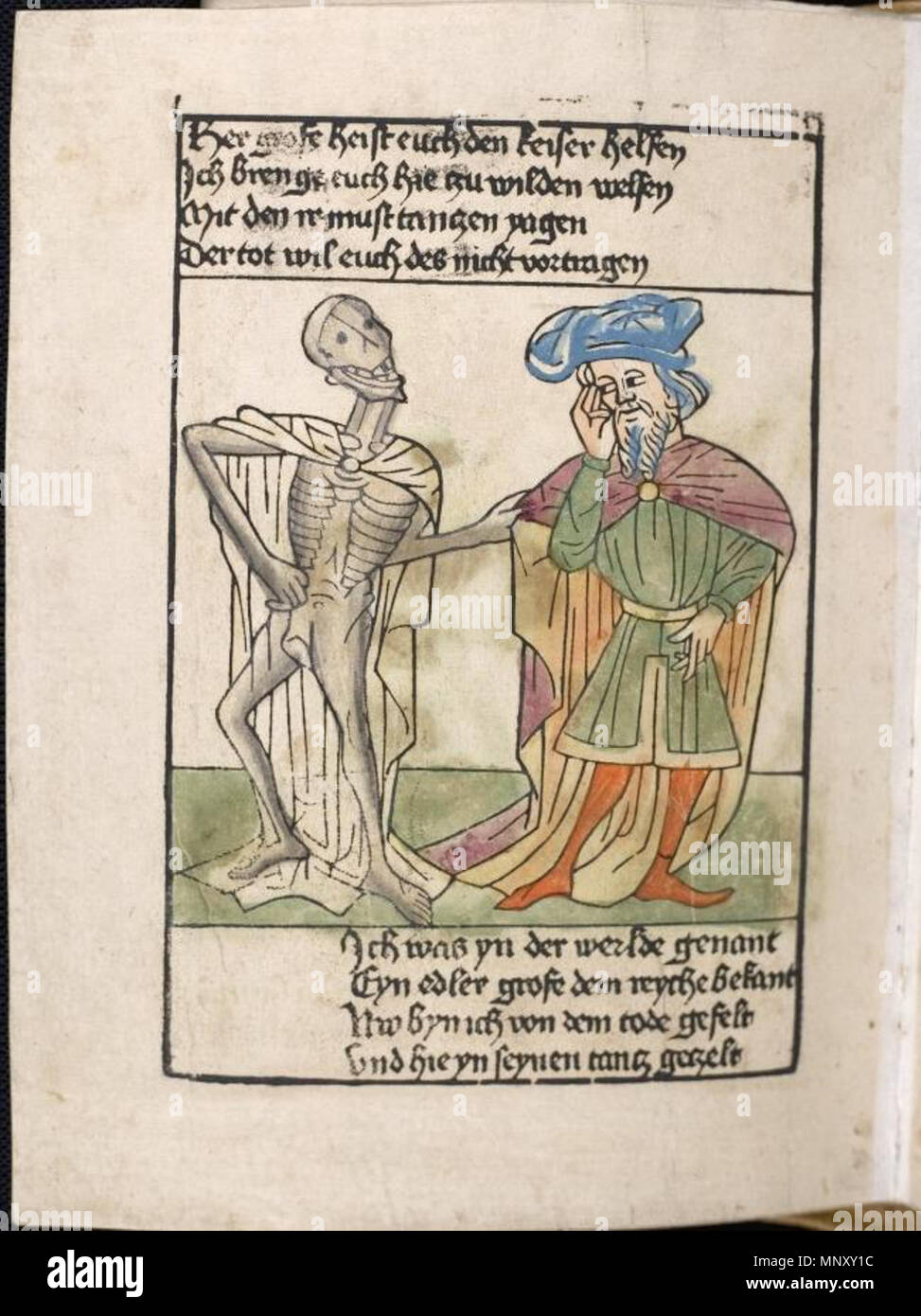 . Totentanz (Danse Macabre) dans blockbook format : plus ancien livre illustrations du genre. Entre 1455 et 1458. 1200 Anonyme Totentanz blockbook n Banque D'Images
