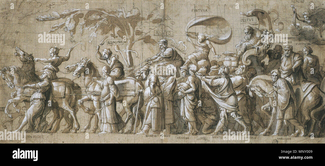 . Anglais : triomphe de la richesse. Stylo en brun, avec le gris et le brun, lavage de blanc et, par la suite, au carré, 25,1 × 56,9, Louvre, Paris. c. 1532-34. Hans Holbein (1497/1498-1543) Noms alternatifs Hans Holbein der Jüngere Hans Holbein, peintre et dessinateur allemand Description Date de naissance/décès 1497 ou 1498 entre 7 octobre 1543 et 29 novembre 1543 Lieu de naissance/décès Augsburg Londres lieu de travail de Bâle (1515-1526), Lucerne (1515-1526), Venise (1515), Bologne (1515), Florence (1515), Rome (1515), Venise (1517-1518), Bologne (1517-1518), Florence (1517-1518), Rome (151 Banque D'Images