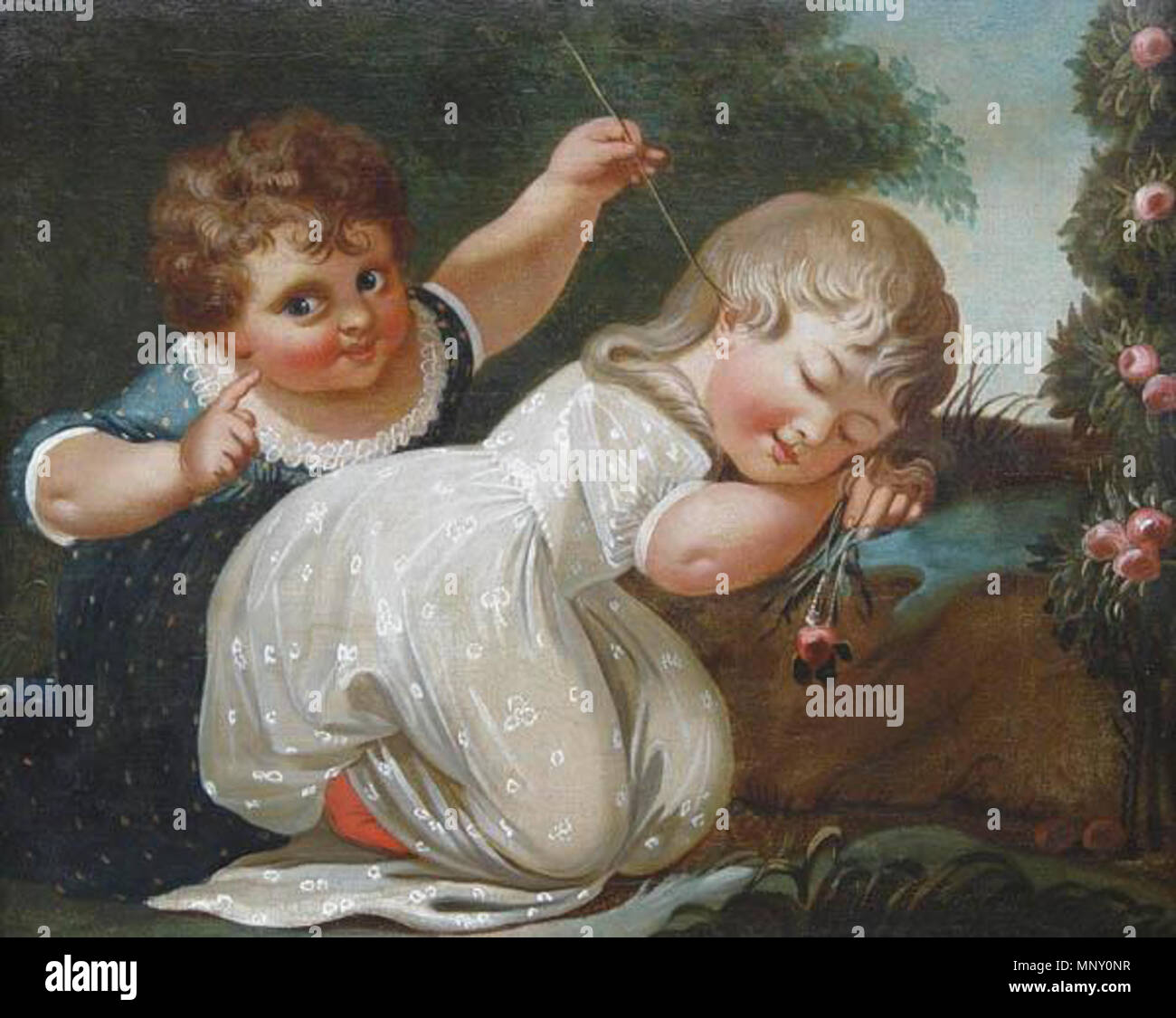 Anglais : deux enfants jouant entre 1752 et 1845. 1209 Deux Enfants jouant Banque D'Images