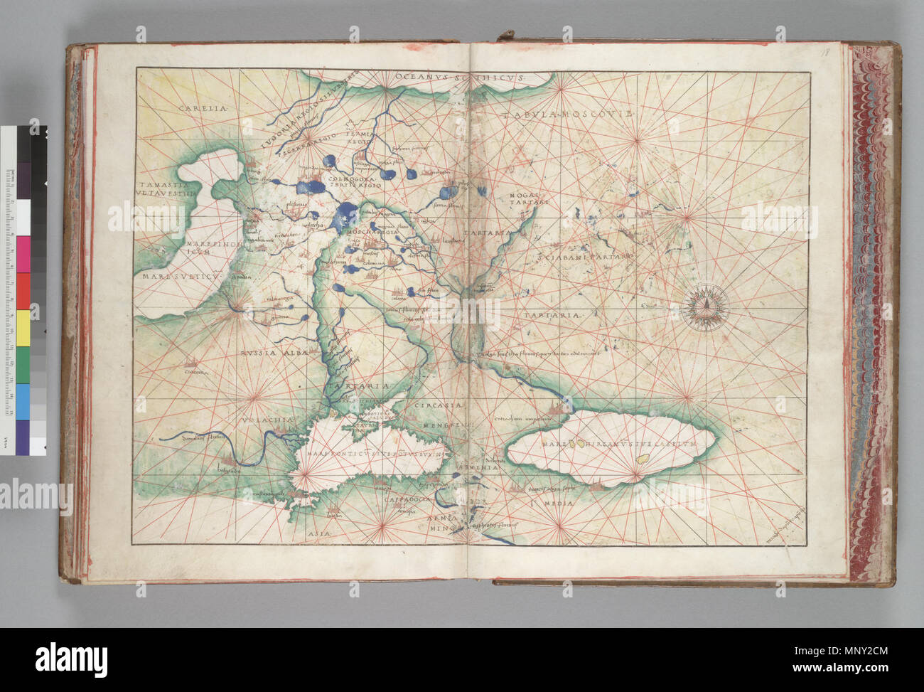 Anglais Carte De La Russie Hm 10 Battista Agnese Portolan Atlas Italie Ca 1550 Cote Hm 10 Et Suivants Folio 17v 18 Description La Russie Et La Moscovie