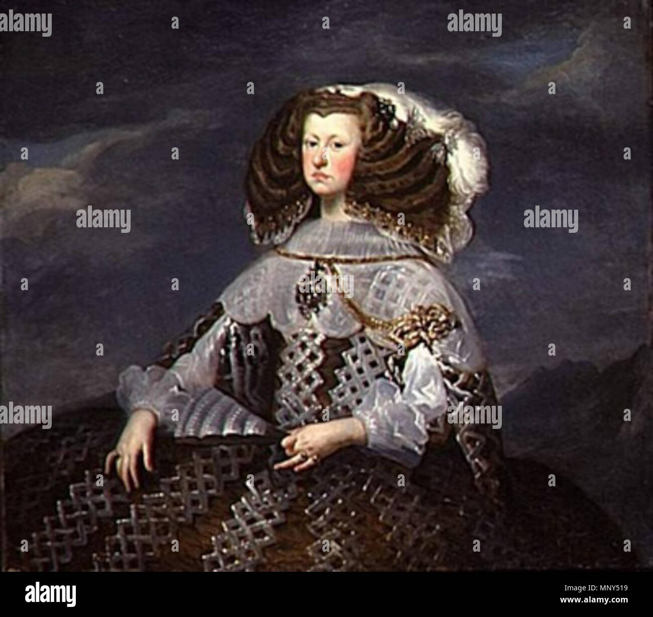 . Portrait de Mariana d'Autriche (1634-1696) . deuxième moitié de 17ème siècle. Diego Velázquez (1599-1660) Noms alternatifs Velázquez, Diego Rodríguez de Silva y Velázquez, Diego Rodriguez de Silva y Velázquez, Diego Rodriguez de Silva Velázquez, Diego de Silva Velàzquez ; Diego De Velázquez y Silva ; Diego Rodríguez de Silva y Velasquier ; Diego Velasques, Diego Rodriguez de Silva y Velasquiz ; Diego Velásquez Diego ; Valesquez ; Diego Velasquex ; Diego Velázquez y Silva ; Diego de Silva Velázquez, Diego de Silva Velazquez, Diego Villasco ; Diego de Silva y Velázquez, Diego de Silva ; D Velaskes Banque D'Images