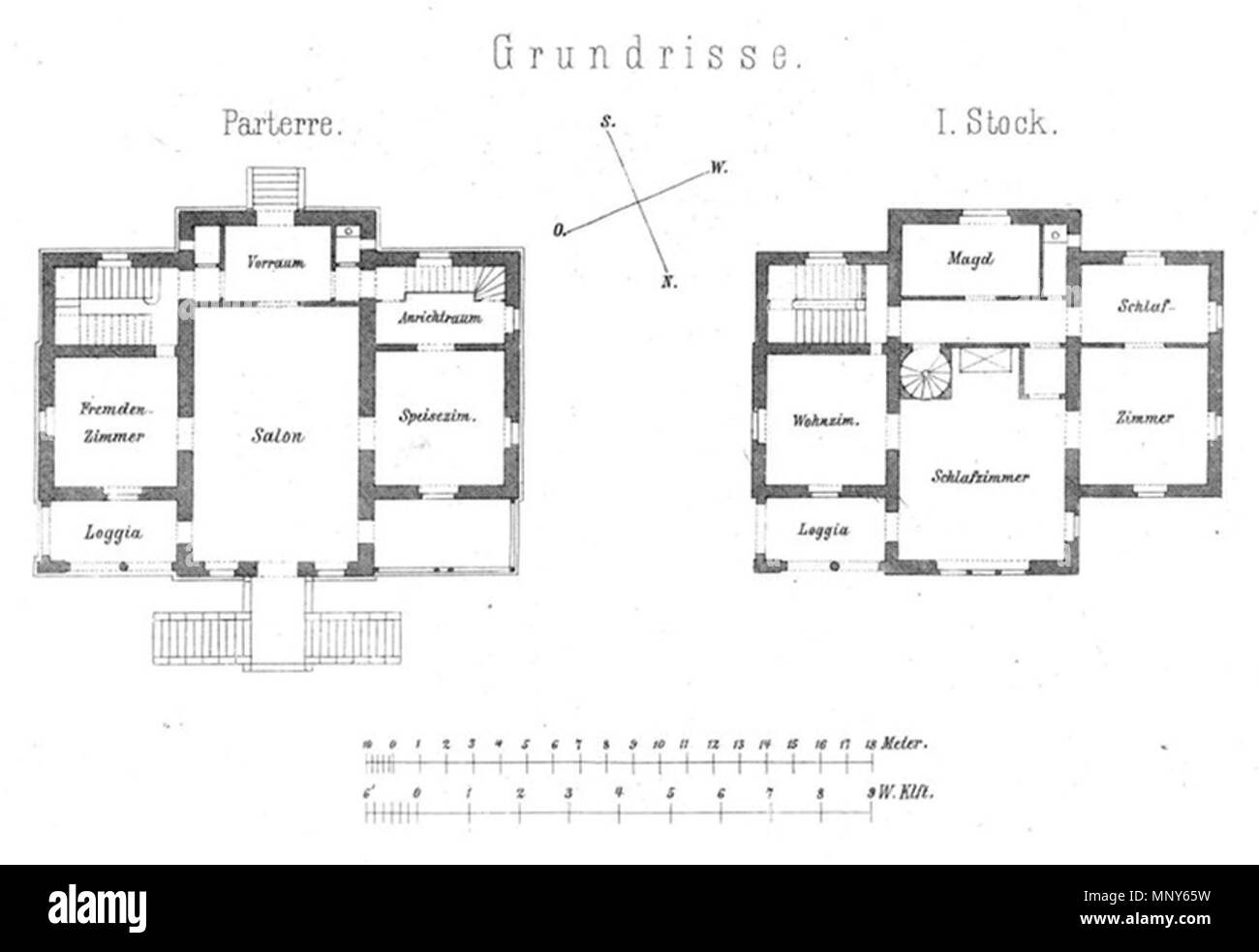 . Anglais : Ancien Villa Voelcker de Klosterneuburg, maintenant Villa Jacobsen, a été érigée en 1871/72 par Emil von Förster. Deutsch : Antilles Villa Voelcker de Klosterneuburg, heute Villa Jacobsen. 1871/72 von Emil von Förster errichtet. Ce support présente le monument protégé avec le nombre 4715 en Autriche. (Communes, de) . 1877. Heinrich Bültemeyer (1826-1905) 1236 Villa Voelcker, Klosterneuburg - Allgemeine Bauzeitung, Blatt 1877 31 - plan Banque D'Images