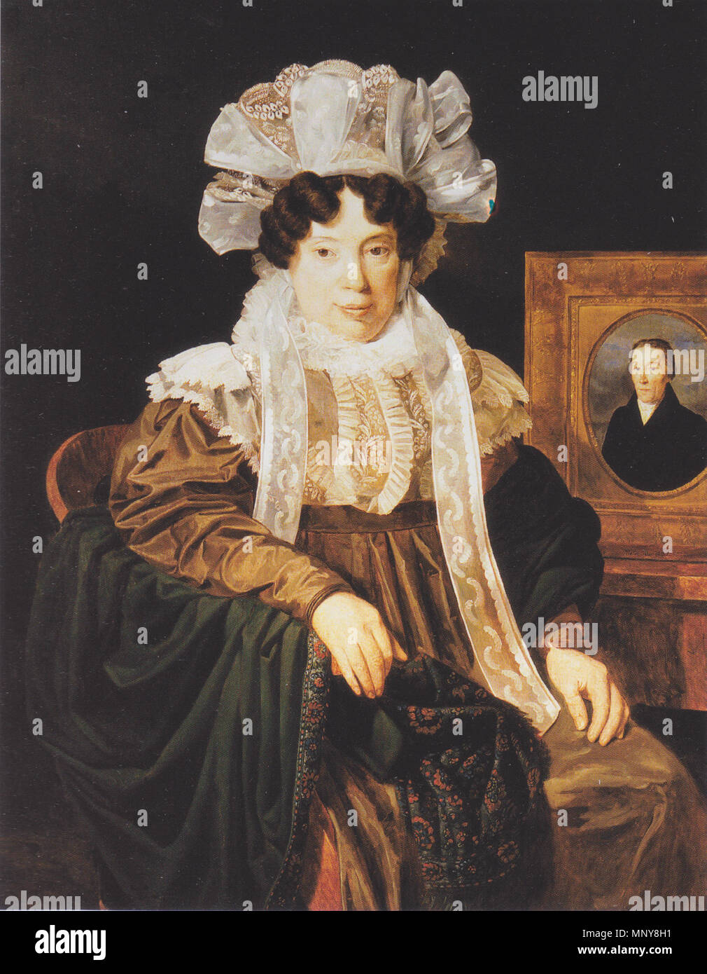 Waldmüller 1248 Kritter-Babics - Frau mit dem verstorbenen Bildnis votre Gatten Banque D'Images
