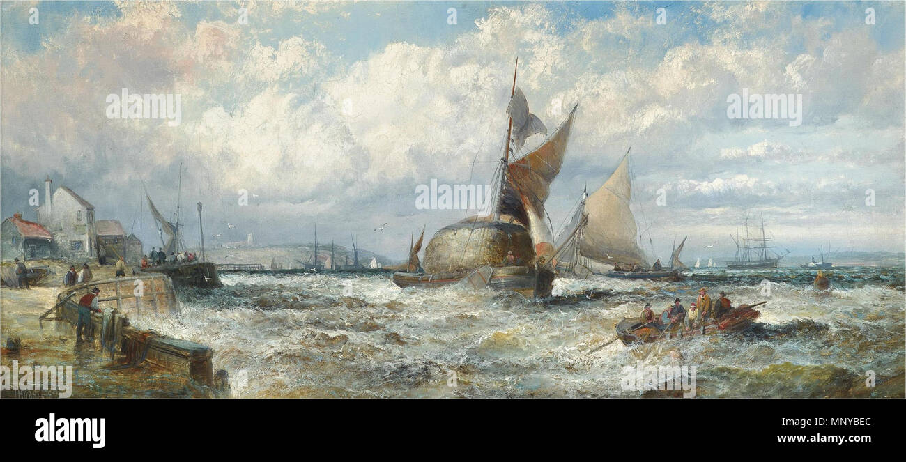 Anglais : Hay barges et autres voyage dans une forte brise au large de Douvres, date inconnue. 1262 William Anslow Thornley - Hay barges et autres voyage dans une forte brise au large de Douvres Banque D'Images