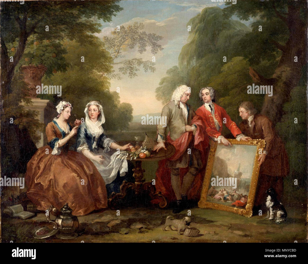 Morceau de conversation (Portrait de Sir Andrew Fountaine avec d'autres hommes et femmes) . Andrew Fountaine (1676-1753) . Entre 1730 et 1735 circa circa. 1266 William Hogarth - Portrait de Sir Andrew Fountaine avec d'autres personnes Banque D'Images