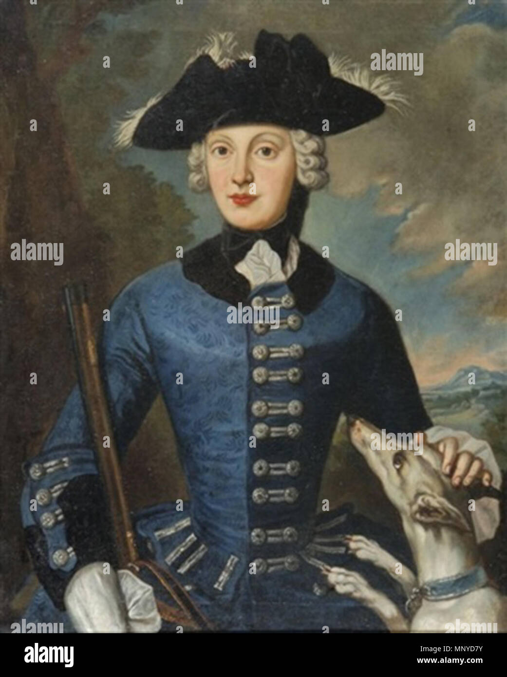 Allemand : Kurfürstin Anna von Bayern Portrait de Maria Anna Sophia de Saxe (1728-1797), électrice de Bavière en Cotume de chasse vers 1750. Hiver 1270 - Maria Anna de Saxe en costume de chasse Banque D'Images