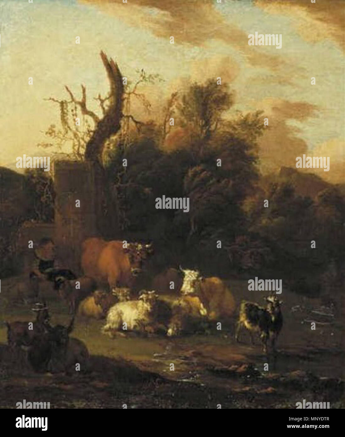 Paysage boisé avec 1273 bovins par Michiel carrée Banque D'Images