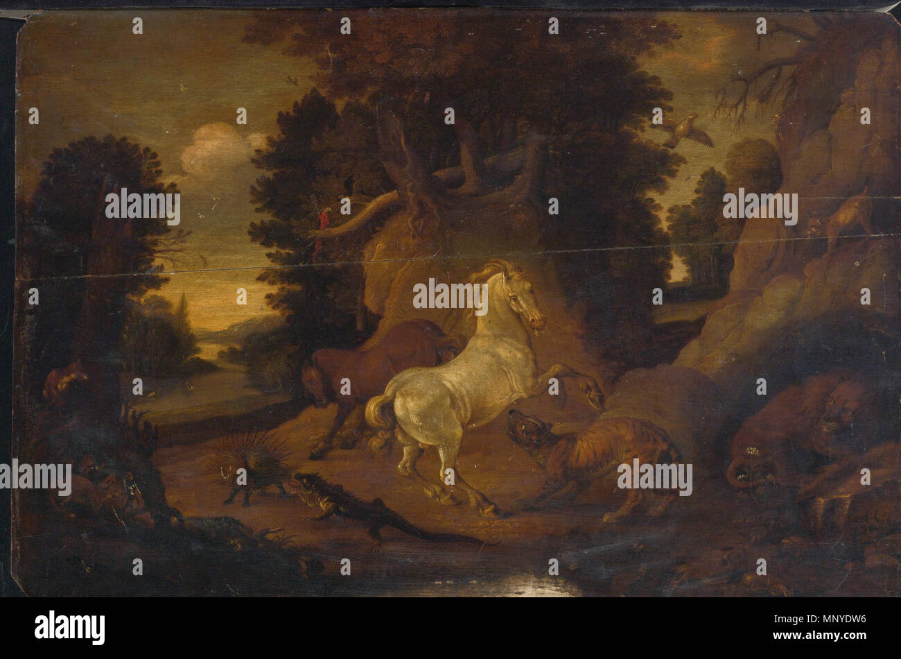 . Anglais : paysage avec animaux divers 1273 Paysage boisé avec divers animaux Banque D'Images