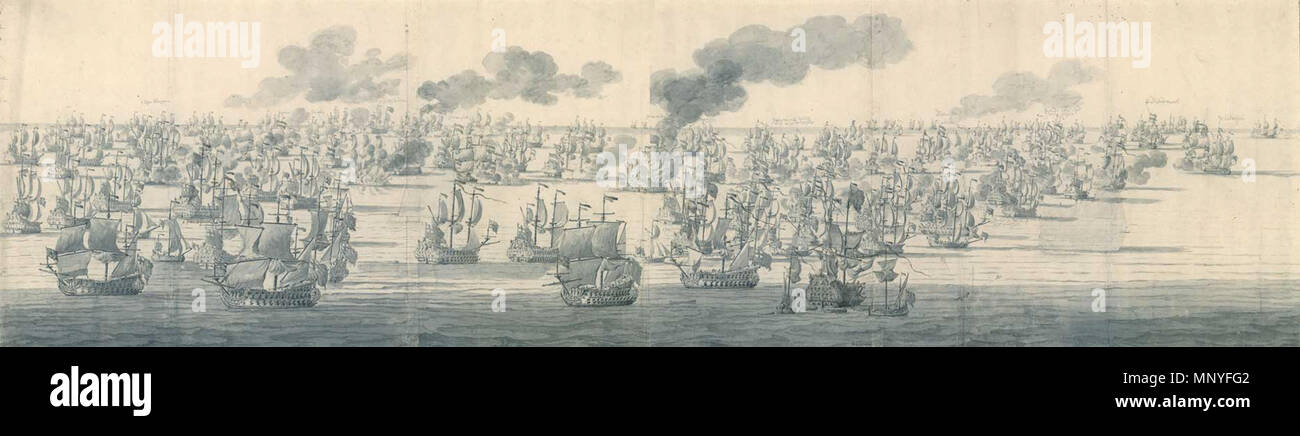 . La bataille de Solebay, 7 juin 1672. Titre alternatif(s) : De Scories bij Solebay, 7 juni 1672, même na twee uur in de middag, in het noordwesten gezien. 1673. Willem van de Velde l'Ancien (vers 1611-1693) Noms alternatifs Willem van de Velde l'ancien Description peintre, dessinateur et graveur Date de naissance/décès vers 1611 13 décembre 1693 Lieu de naissance/décès Leiden London période de travail entre 1635 et 1693 circa circa lieu de travail Leiden (1631-1635), Amsterdam (vers 1636-1672), la Norvège (ca. 1641), Vlieland (vers 1644-1645), Copenhague (1658), Bergen (1665) Banque D'Images