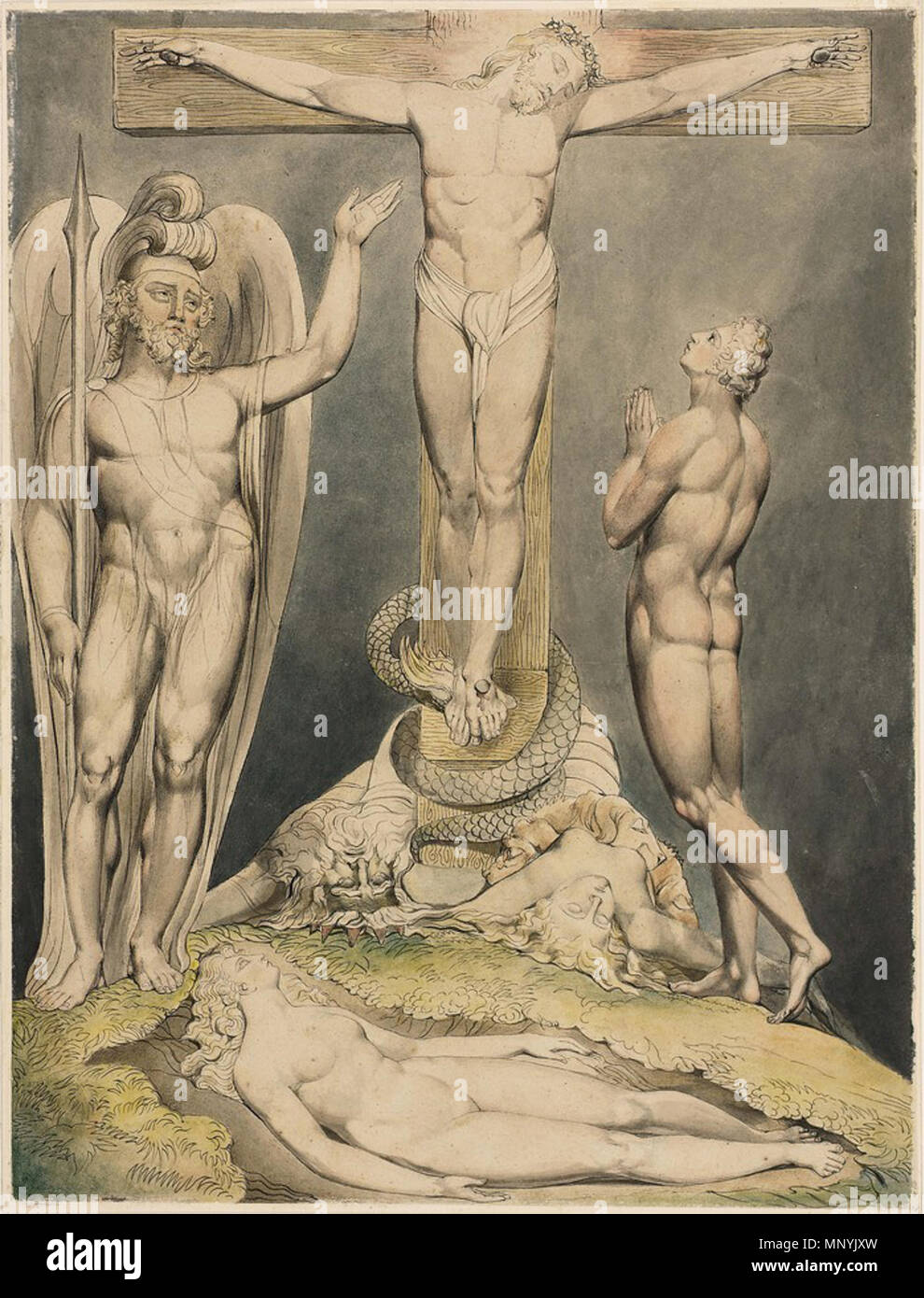 . Illustration à l'aquarelle à Milton's Paradise Lost par William Blake . 1808. Art par William Blake 960 ParadiseLButts11 Banque D'Images