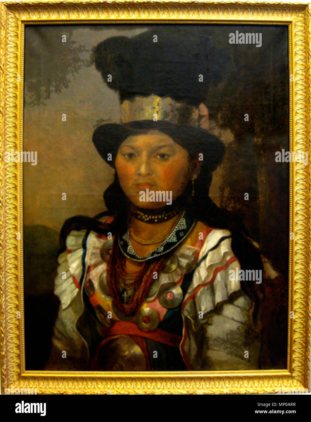 . French : Photo de portrait de Sarah la mélasse, une femme de Penobscot et fille de John Neptune et Molly la mélasse, huile sur toile, 32-3/4' x 24', peint ca. 1886 par Anna Eliza Hardy (1839-1934), copie d'un original par Jérémie Pearson Hardy (1800-1887). Cette peinture est dans la collection de la . . Vers 1886. 1096 Sarah penobscot mélasse Banque D'Images