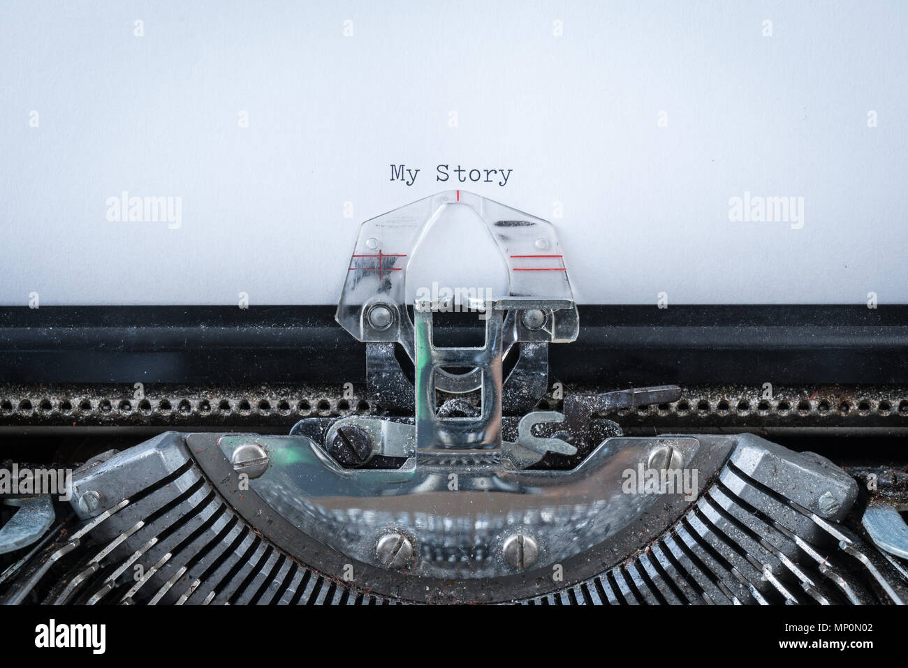 Mon histoire texte tapé sur une vieille machine à écrire Banque D'Images