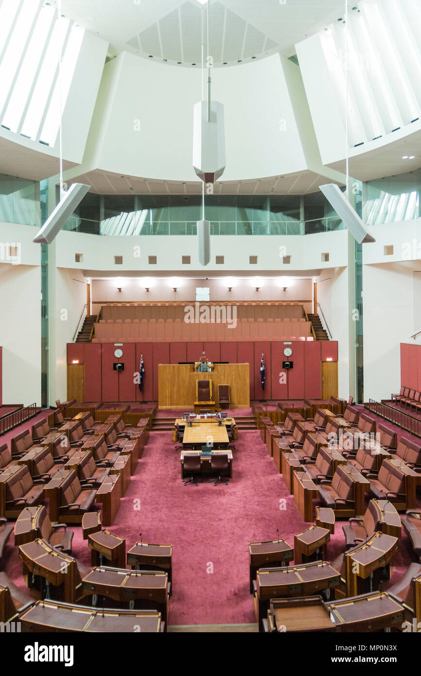 Salle du Sénat, dans la Maison du Parlement, Canberra, ACT, Australie Banque D'Images