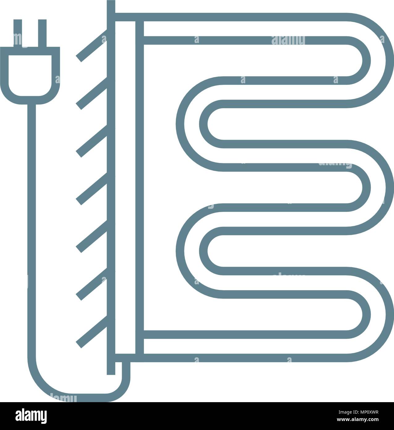 Sèche-serviettes électrique concept icône linéaire. Sèche-serviettes électrique vecteur ligne signe, symbole, l'illustration. Illustration de Vecteur