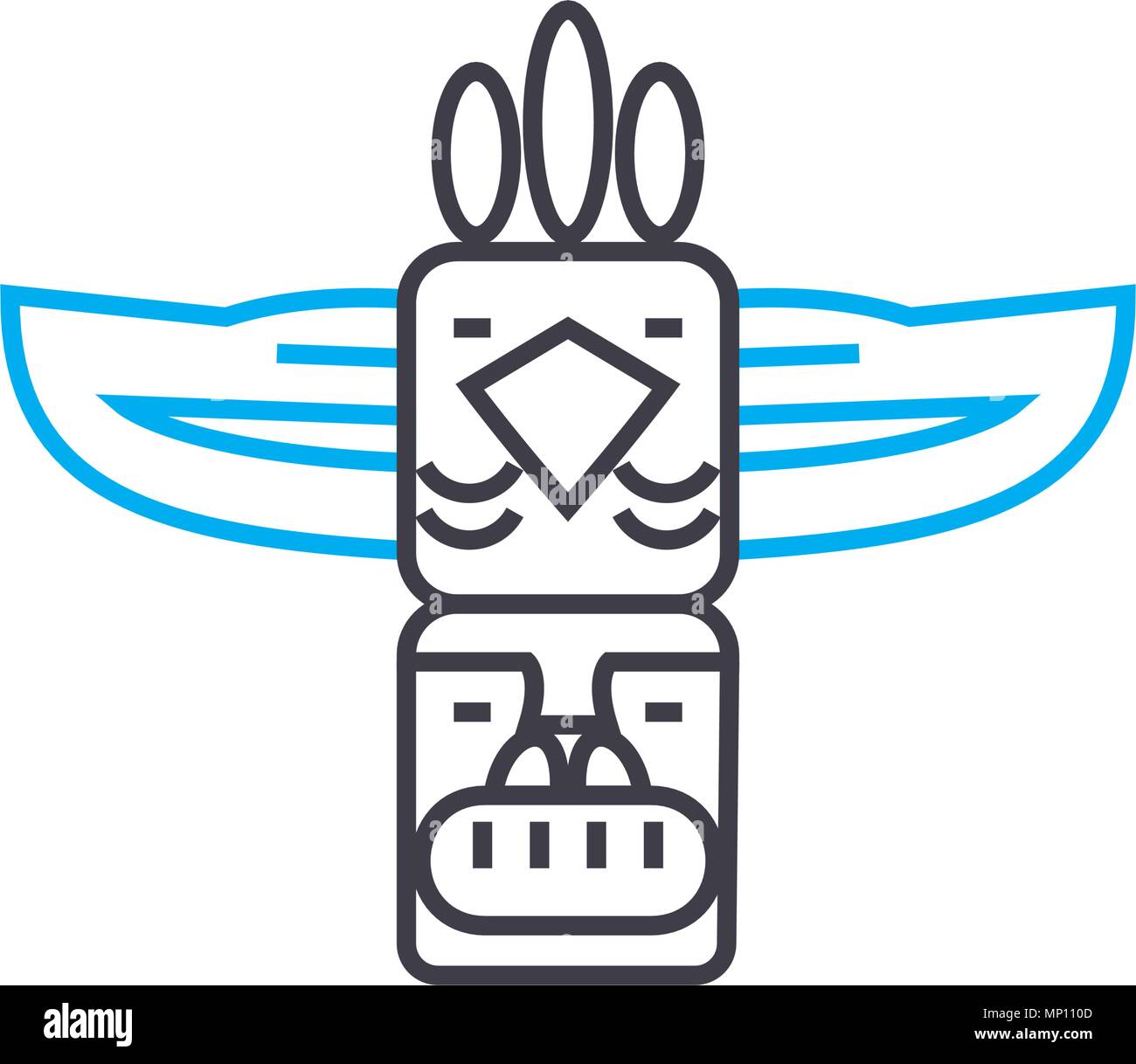 Totem indien icône linéaire concept. Totem indien vecteur ligne signe, symbole, l'illustration. Illustration de Vecteur