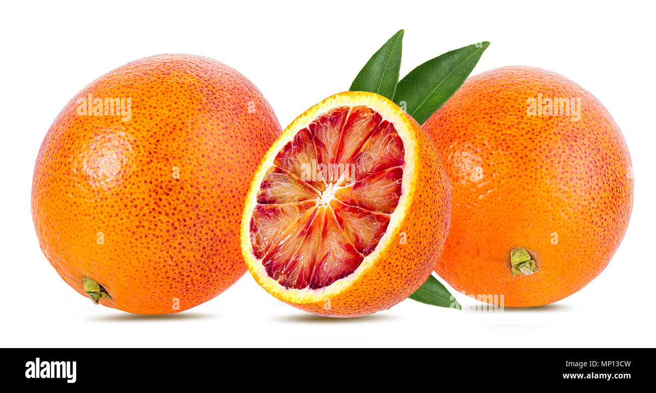 Ripe red orange isolé sur fond blanc Banque D'Images