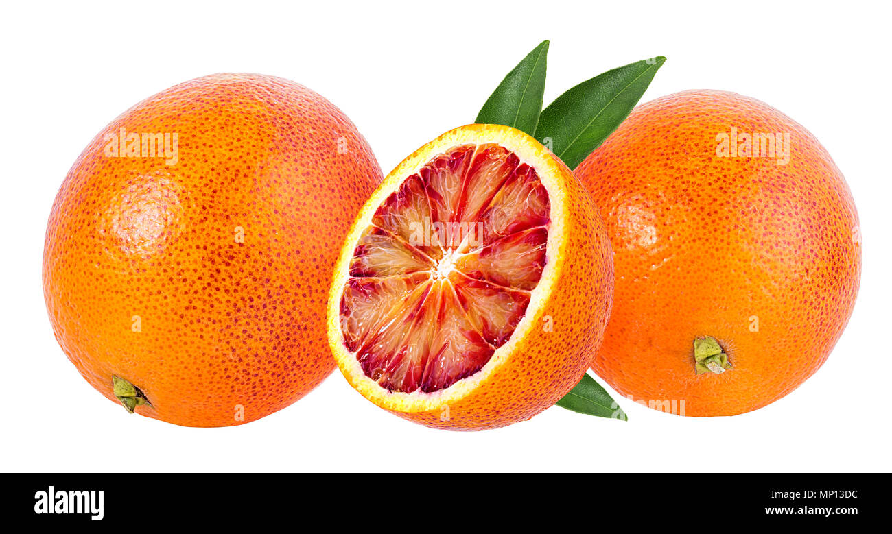 Ripe red orange isolé sur fond blanc Banque D'Images