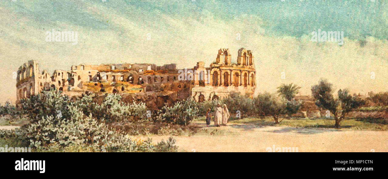 L'amphithéâtre romain, El Djem, Tunisie, vers 1906 Banque D'Images