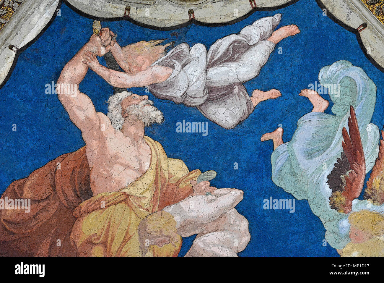 Le sacrifice d'Isaac, prix d'Eliodorus, fresque au plafond détail (rendu en PS), de Raphaël, Vatican, Rome, Italie Banque D'Images Le sacrifice d'Isaac, prix d'Eliodorus, fresque au plafond détail (rendu en PS), de Raphaël, Vatican, Rome, Italie Banque D'Images