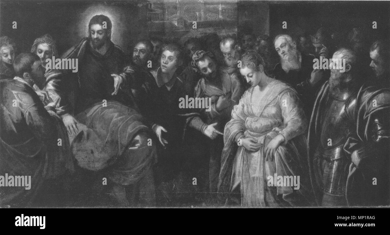 Italiano : Cristo e l'adultera avant 1650. 955 Pallucchini Tintoretto 638 Banque D'Images