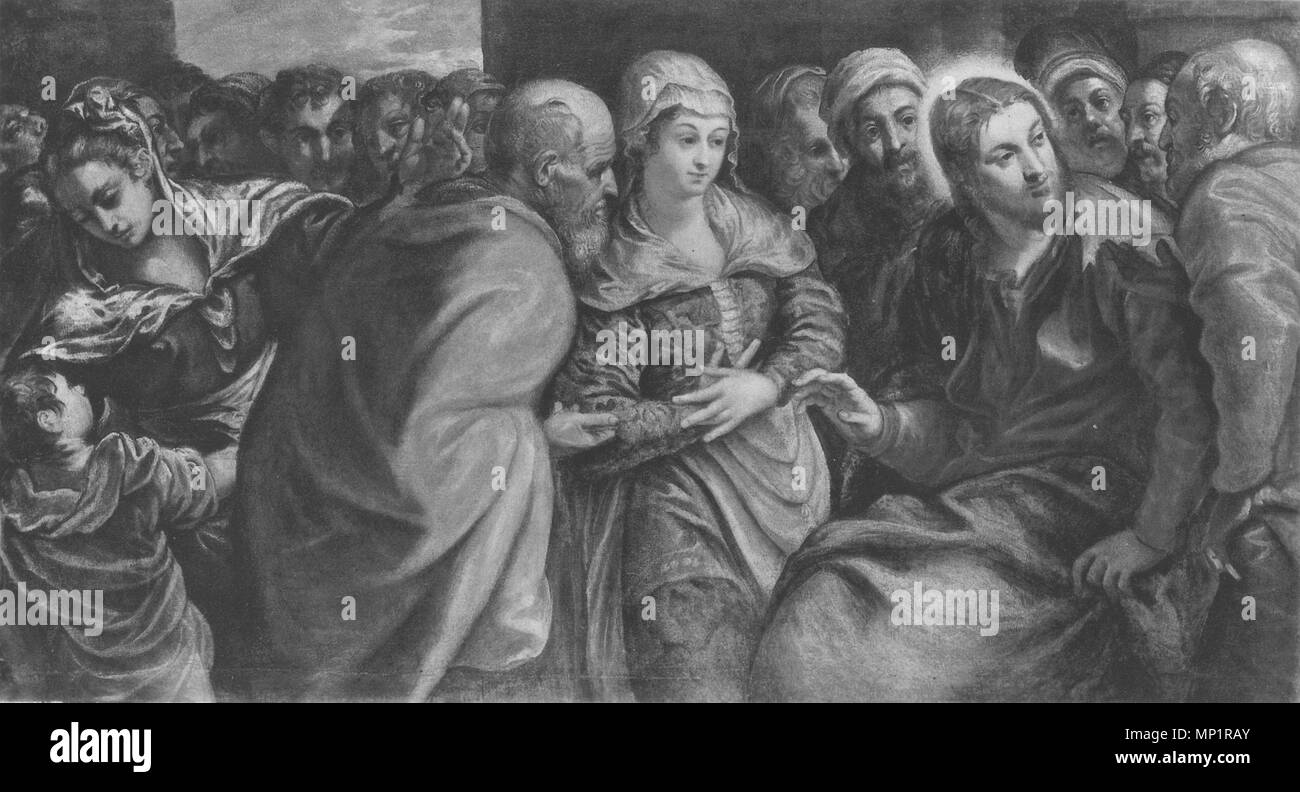 Italiano : Cristo e l'adultera avant 1650. 1074 Pallucchini Tintoretto 683 Banque D'Images