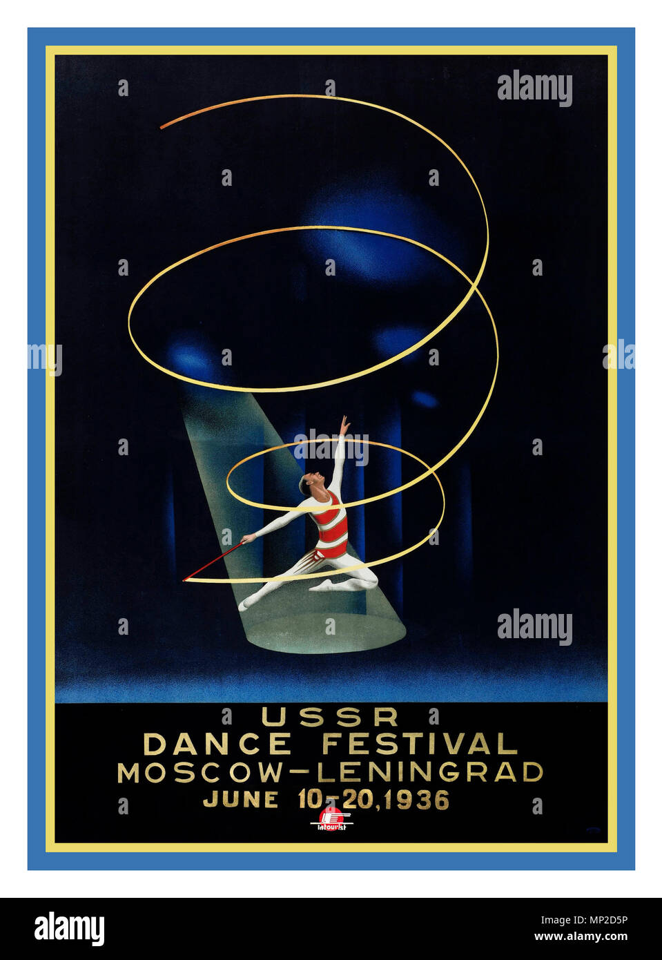Vintage 1930's Intourist affiche pour le Festival de danse soviétique de l'URSS, Moscou Banque D'Images