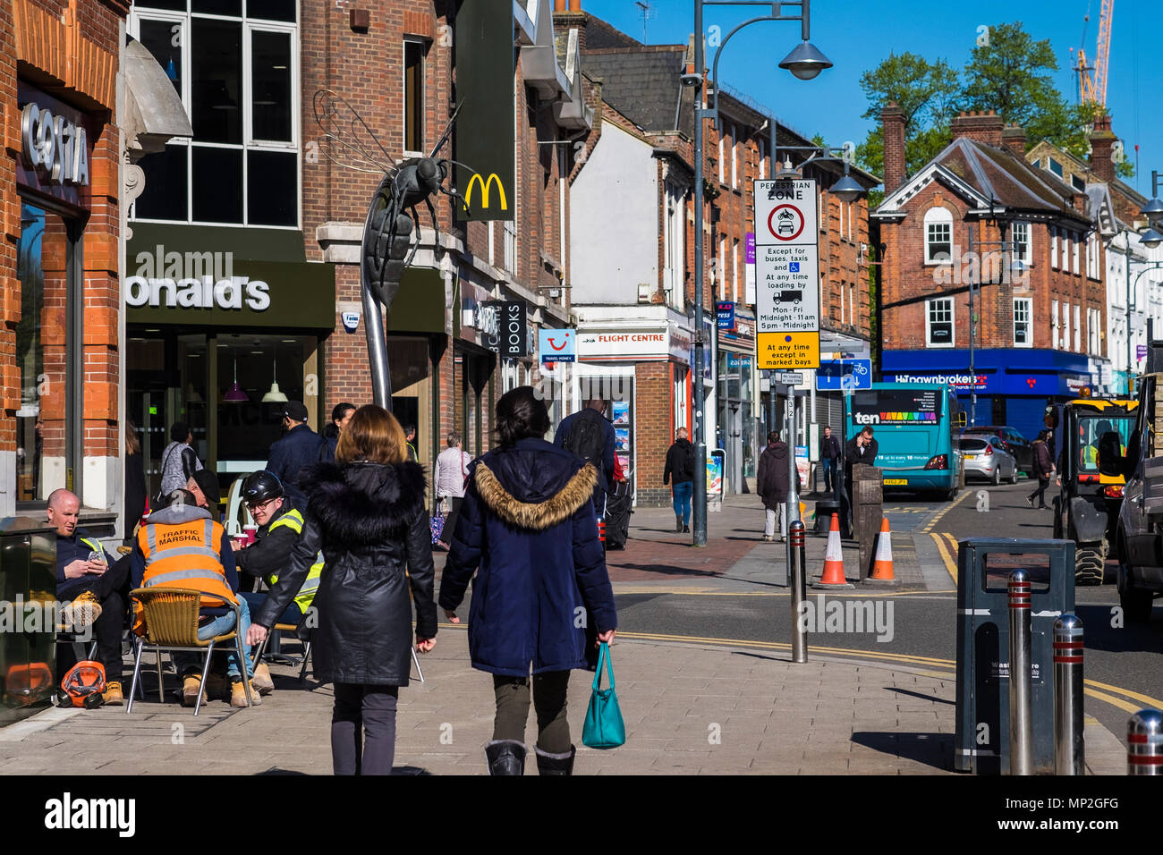 High street, Watford, Hertfordshire, Angleterre, Royaume-Uni Banque D'Images
