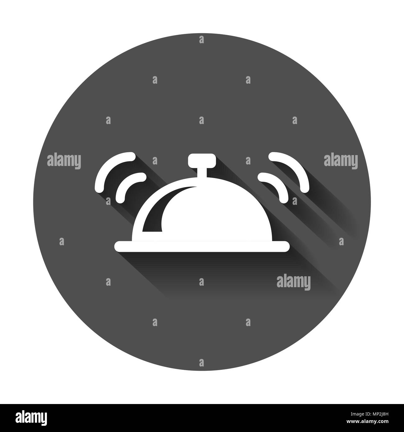 Dans l'icône vecteur Bell télévision style. Alarme avec ombre portée de l'illustration. Signe de clochettes concept. Illustration de Vecteur