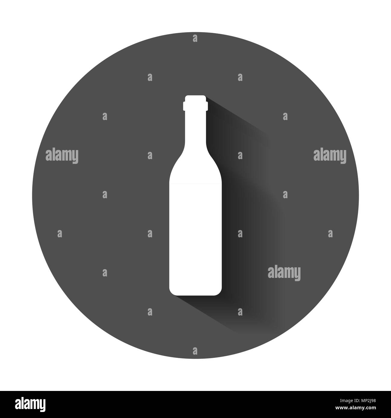 Bouteille de vin dans l'icône de style plat. Bouteille d'alcool avec l'ombre portée de l'illustration. Bière, vodka, vin concept. Illustration de Vecteur