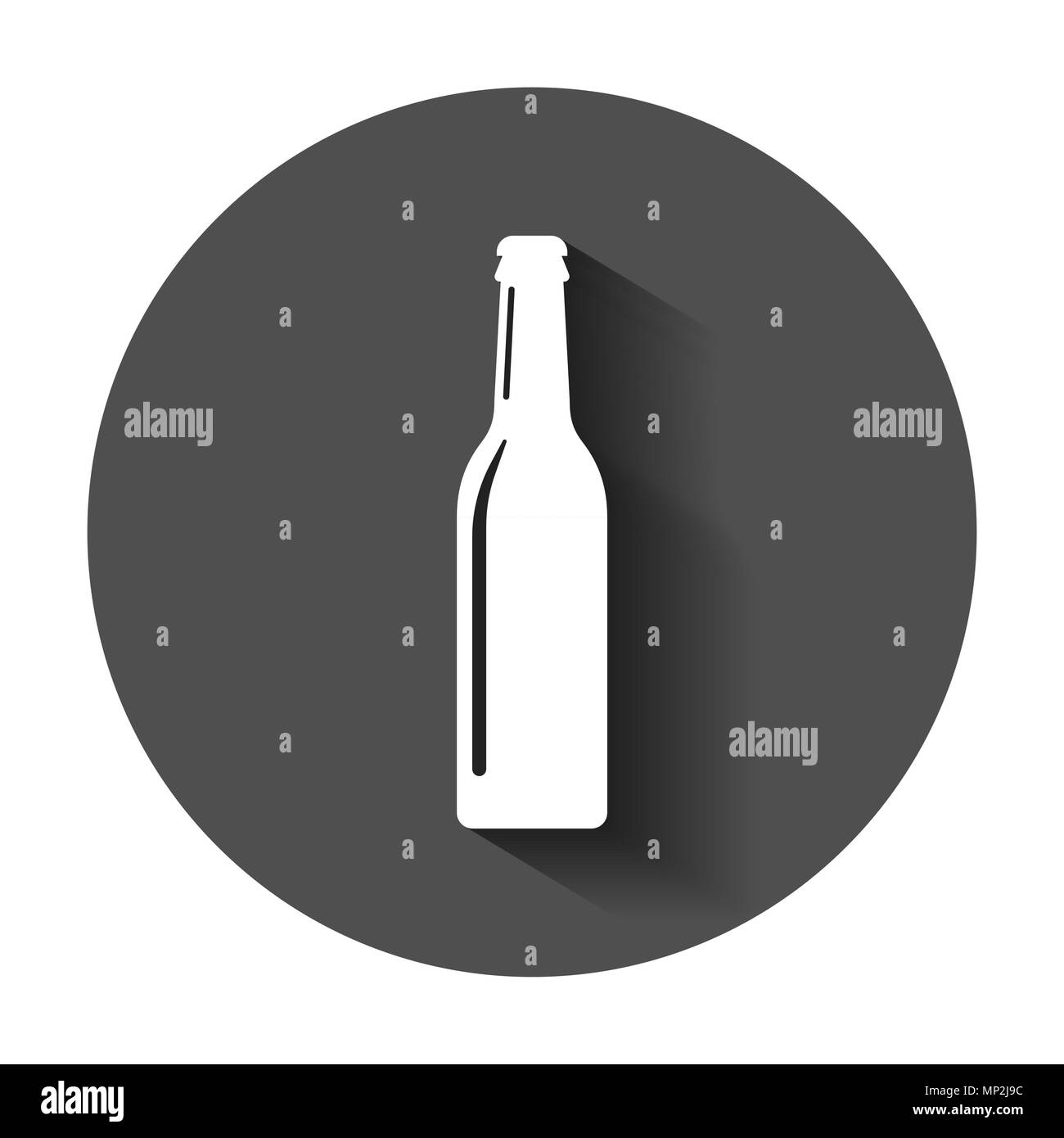Bouteille de bière dans l'icône de style plat. Bouteille d'alcool avec l'ombre portée de l'illustration. Bière, vodka, vin concept. Illustration de Vecteur
