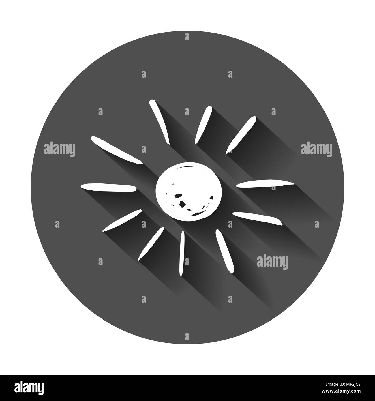 Icône vecteur sun dessiné à la main. Doodle croquis Sun avec ombre portée de l'illustration. Concept soleil Handdrawn. Illustration de Vecteur