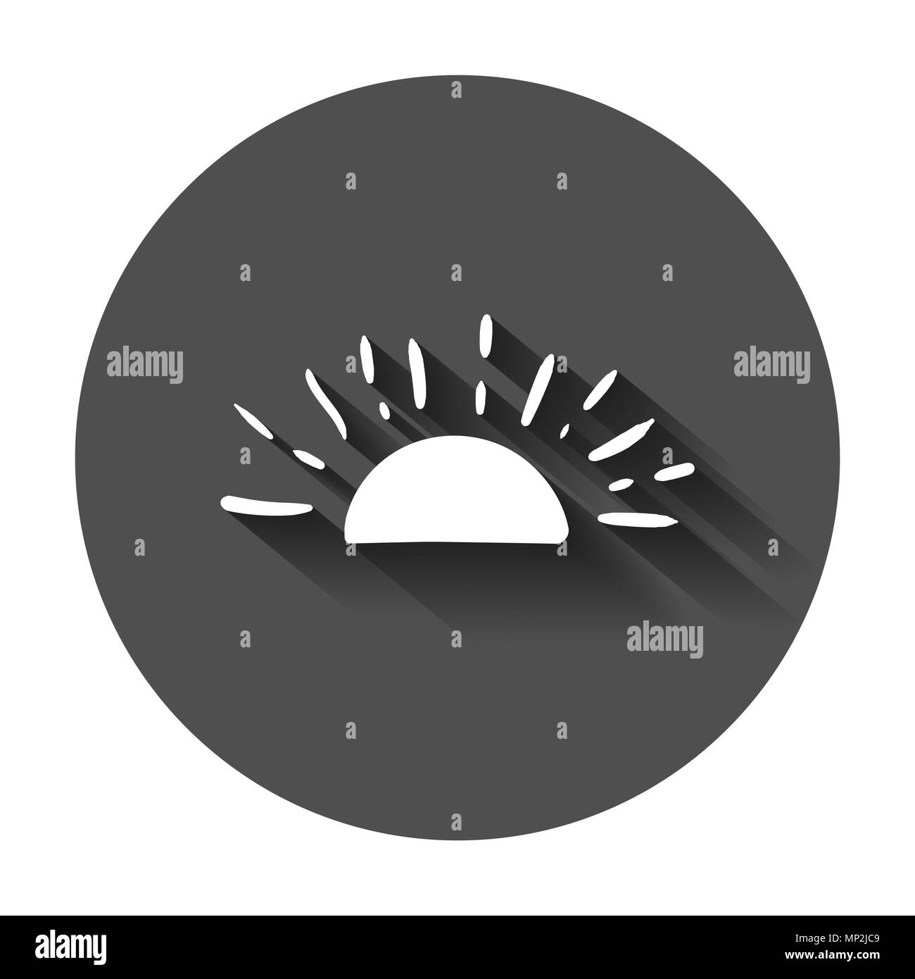 Icône vecteur sun dessiné à la main. Doodle croquis Sun avec ombre portée de l'illustration. Concept soleil Handdrawn. Illustration de Vecteur
