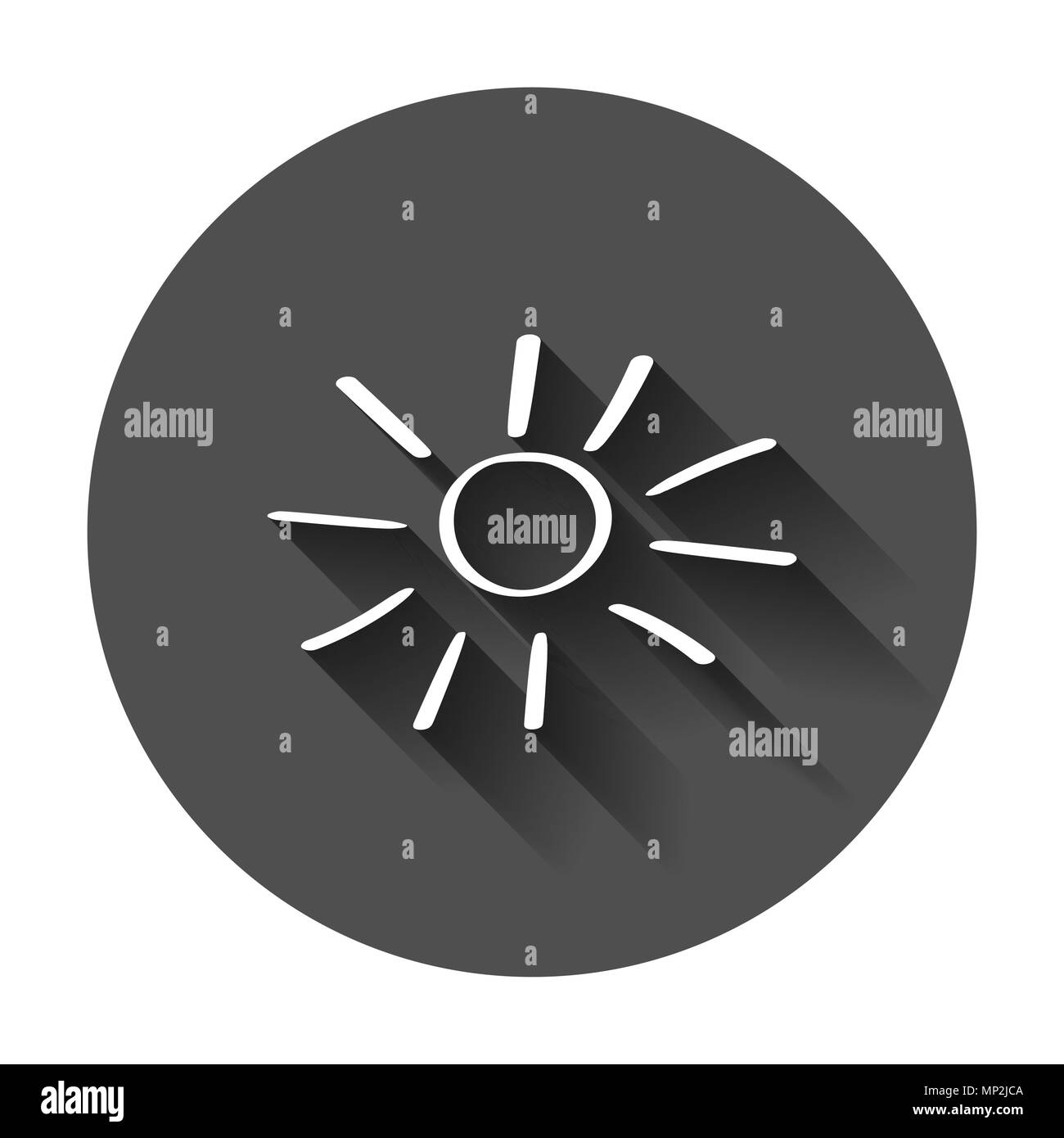 Icône vecteur sun dessiné à la main. Doodle croquis Sun avec ombre portée de l'illustration. Concept soleil Handdrawn. Illustration de Vecteur