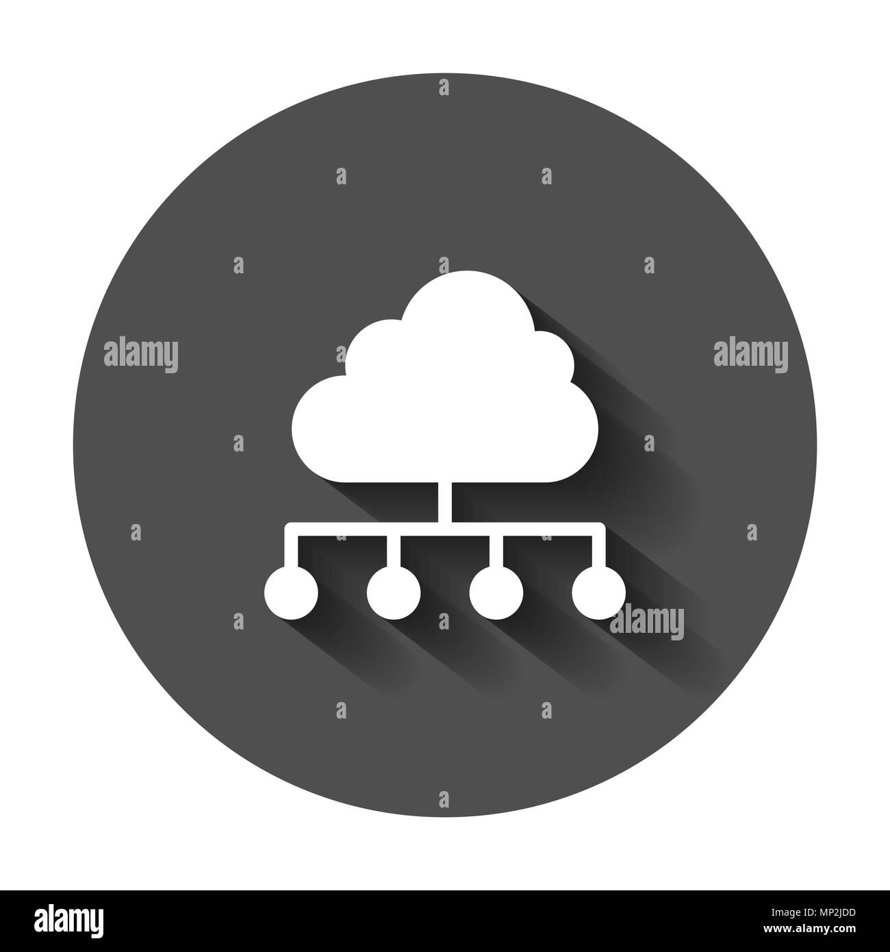 La technologie cloud computing vector icône dans télévision style. Un écran d'ordinateur portable avec long shadow. Infographie analytics network business concept. Illustration de Vecteur