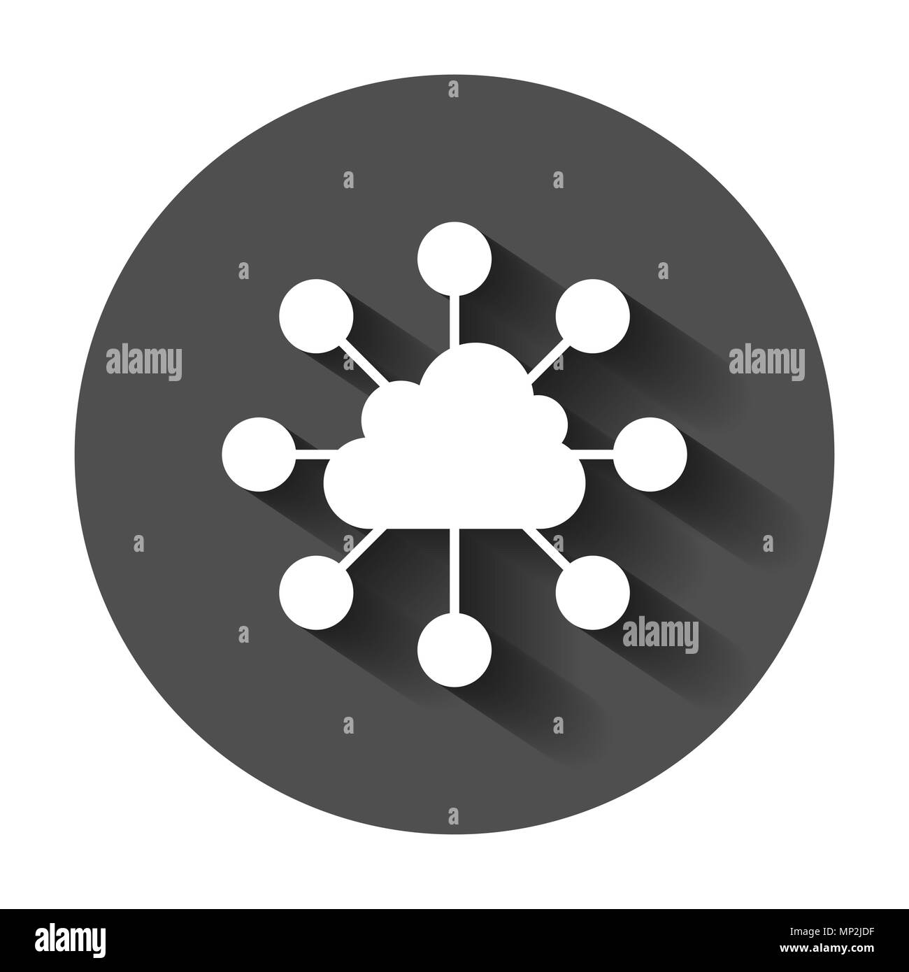 La technologie cloud computing vector icône dans télévision style. Un écran d'ordinateur portable avec long shadow. Infographie analytics network business concept. Illustration de Vecteur