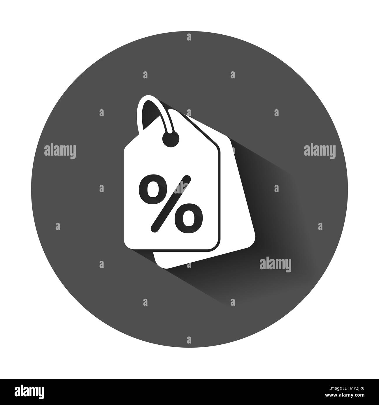 Remise d'achat tag icône dans télévision style. Un pourcentage de remise coupon avec ombre portée de l'illustration. Badge boutique concept d'entreprise. Illustration de Vecteur