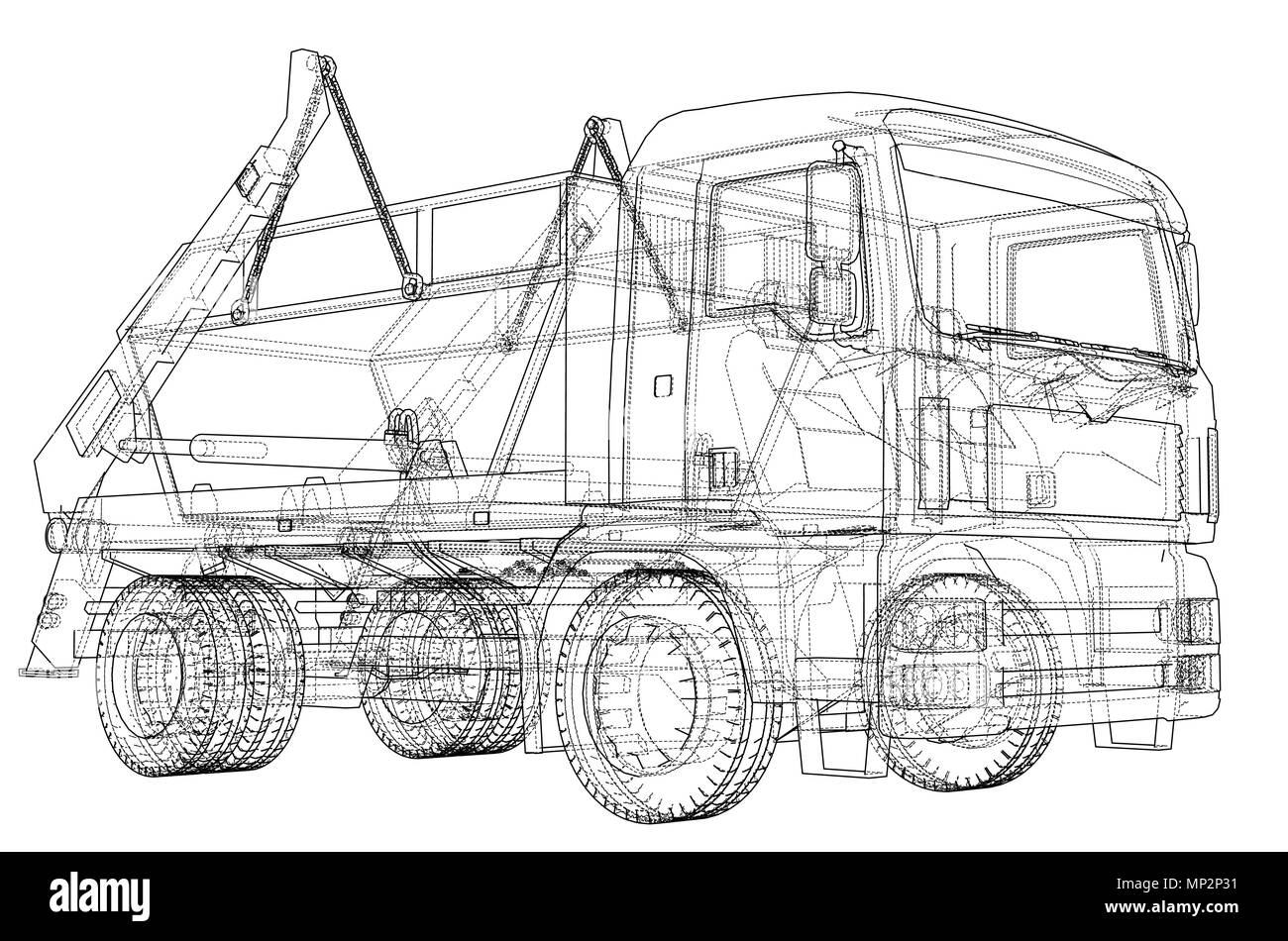 Concept de camion à ordures. Vector Illustration de Vecteur