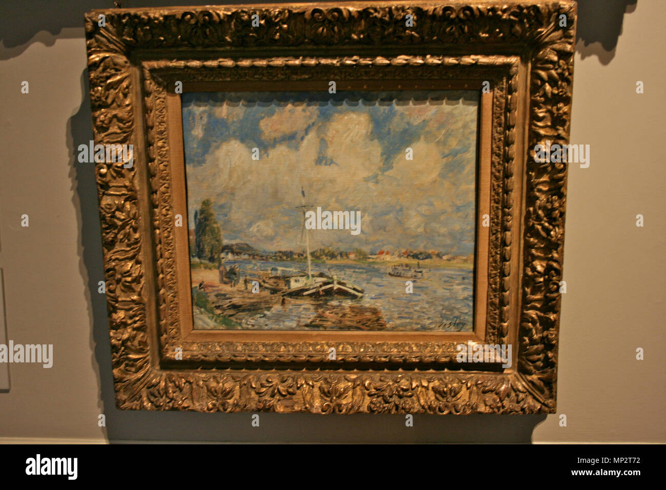 Alfred Sisley (1839-99). Bateaux sur la Siene, autour de 1877. Huile sur toile bateaux 1877. 1126 Sisley, bateaux sur la Seine, Courtauld Gallery Banque D'Images