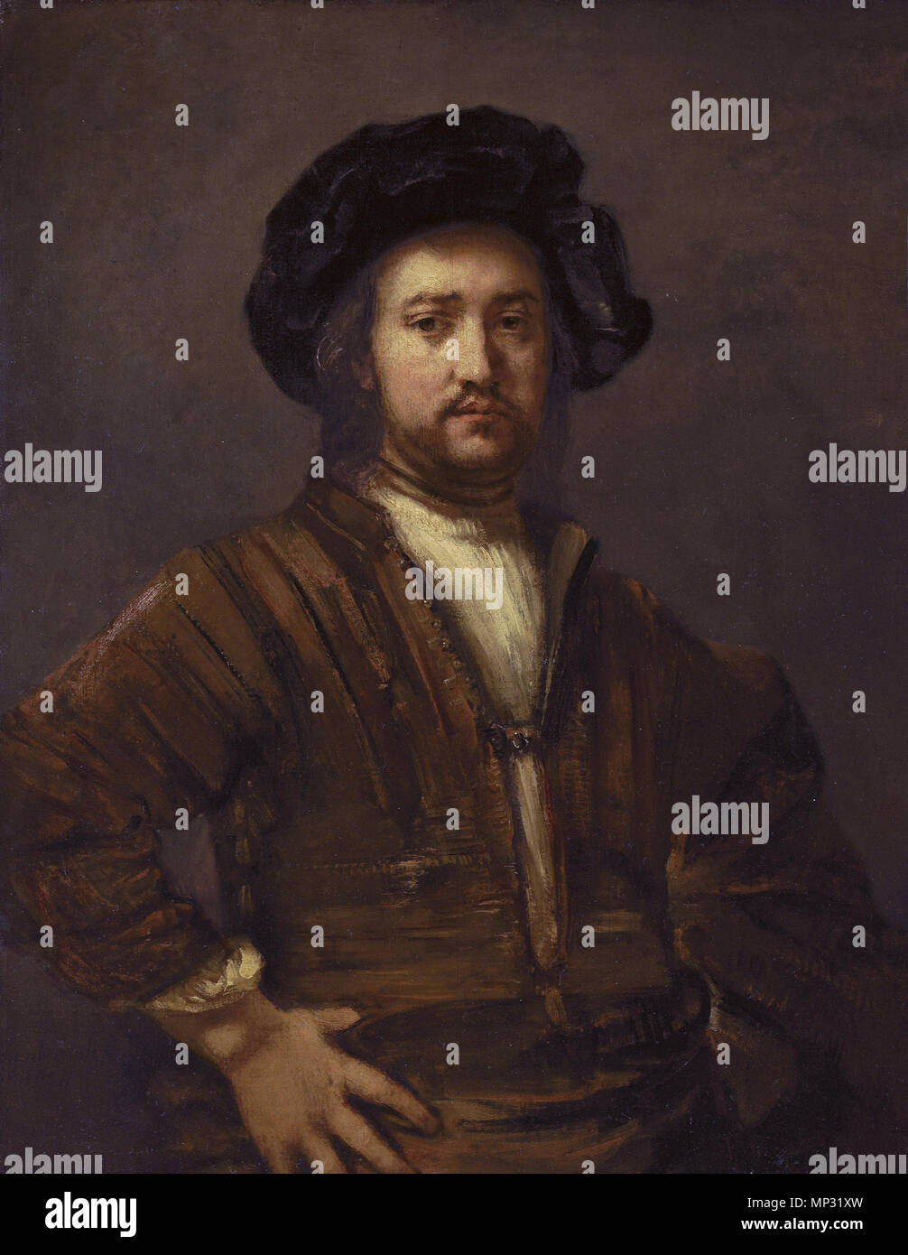Portrait of a man with arms akimbo. Titre alternatif(s) : un amiral hollandais (ancien titre) 1658. 1051 Leon Lhermitte - Portret van een man met de handen dans de zij 1658 Banque D'Images