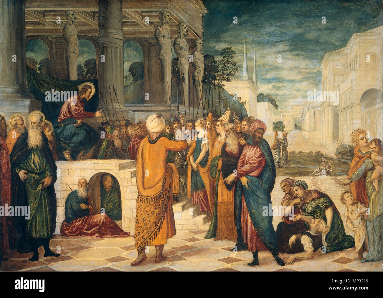 Le Christ et la femme adultère à partir de 1550 jusqu'en 1580. 1194 Jacopo Tintoretto - Christus en de overspelige vrouw Banque D'Images
