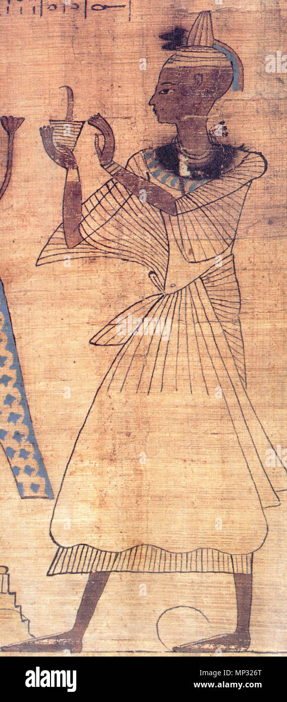 . Anglais : Vignette du Livre des morts. Penmaat Penmaat est représenté dans sa position comme un prêtre d'Amon, l'encens et montrant le crâne rasé qui a été requis pour la pureté sacerdotale. . Vers 950 avant JC. & Numérisée chargé par utilisateur:A. Parrot 972 Penmaat Prêtre Livre des Morts Banque D'Images